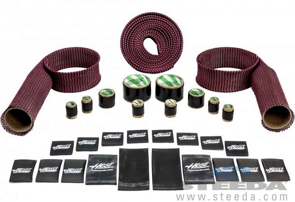 Hose Candy Mustang Kevlar/Carbon Fiber Hose Skins - Red - 11-14